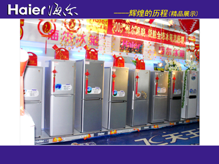原南陽五交化家(jiā)電(diàn)超市海爾冰箱展台